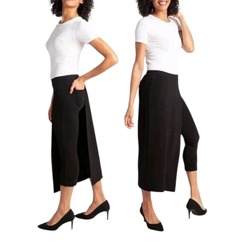 Betabrand The Sassiest Pants Skirted Cropped Pants Womens Sz Petite Small